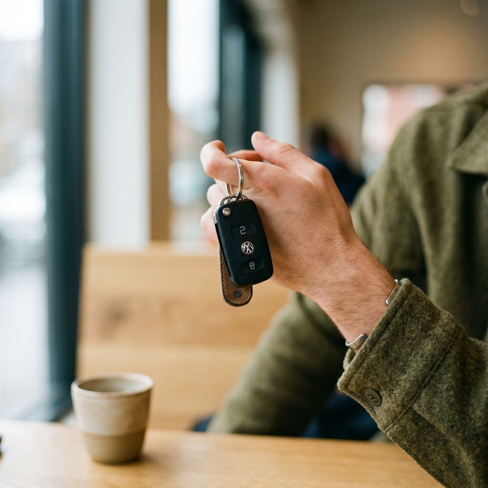 Bilnyckel i hand — målet med en specificerad offert är att veta exakt vad man betalar för